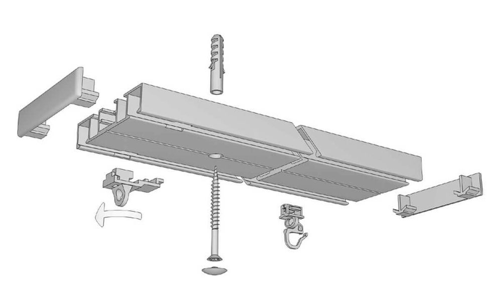 2 läufige Gardinenschiene Modell 883 – für schwere Vorhänge – Montageanleitung