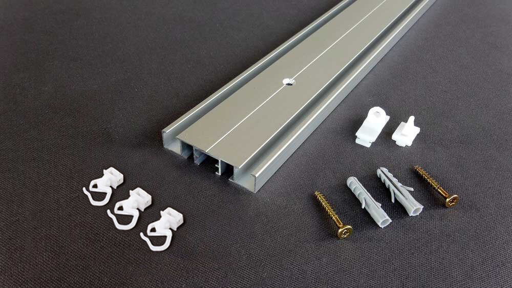 2 läufige Gardinenschiene Modell 883 – für schwere Vorhänge – Zubehör in Aluminium