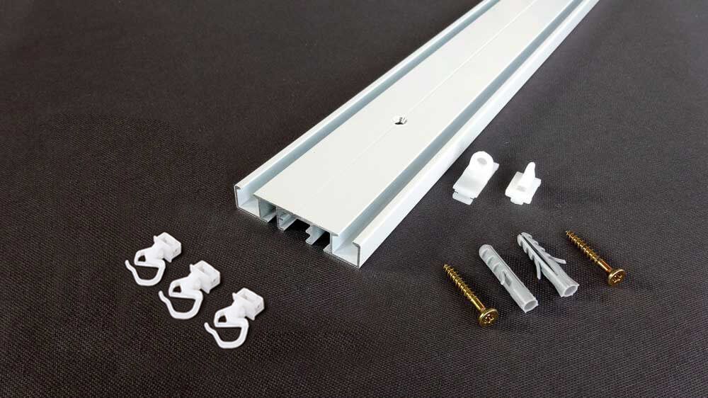 2 läufige Gardinenschiene Modell 883 – für schwere Vorhänge – Zubehör in Weiß