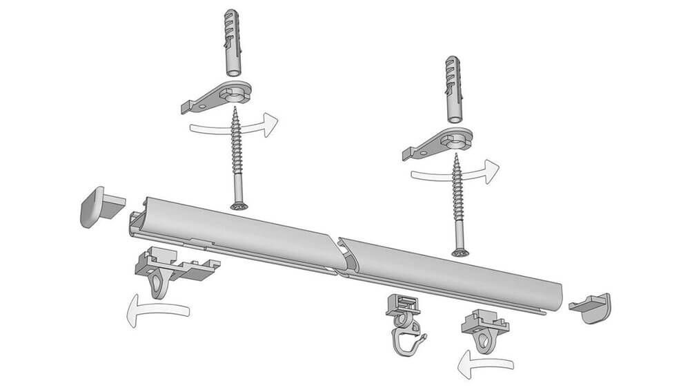 Vorhangschiene Modell 887 - Flachschleuderschiene für Schnellmontage  – Montageanleitung