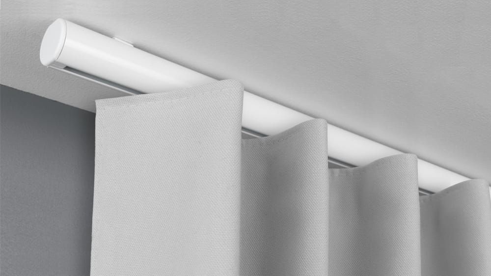Rundrohrschiene 1-läufig aus Aluminium online kaufen – mit Vorhang