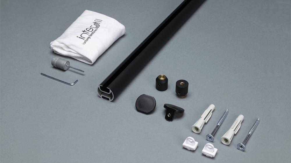 Interstil Corpus 25 1-läufige Vorhangstange mit Innenlauf – Zubehör in Schwarz