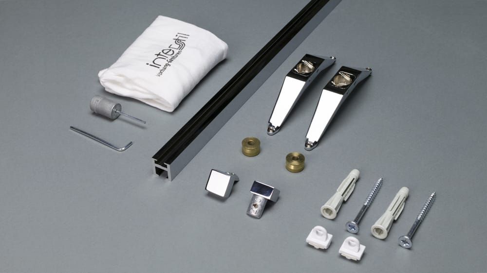 Interstil Quantum 1 1-läufig mit Endstück Phantom 1 - Edle Deckenschiene – Zubehör in Chrom