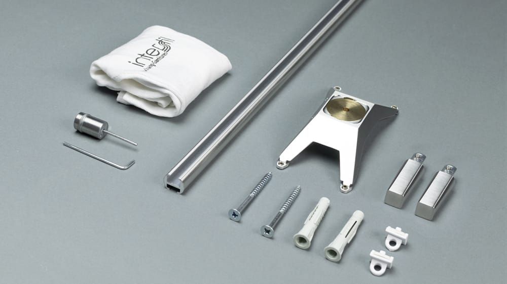 Interstil Quantum 16 2-läufig mit Endstück Phantom - Edle Deckenschiene – Zubehör in Edelstahl