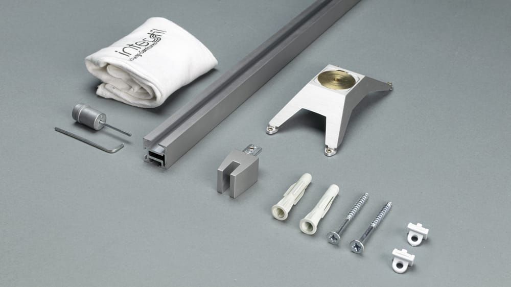 Interstil Quantum 2 2-läufig: Deckenschiene auf Maß  – Zubehör in Aluminium