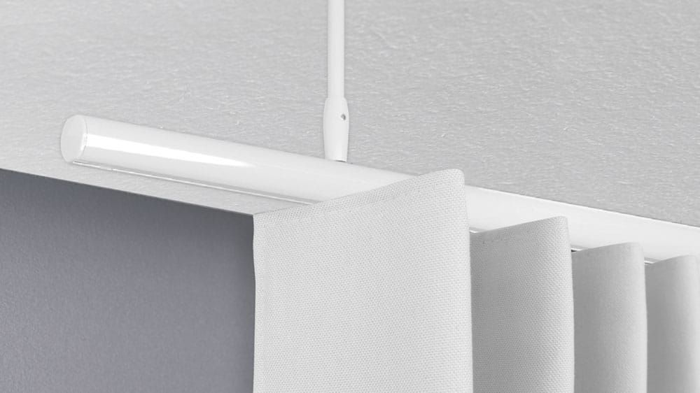 Raumteiler Vorhang Befestigung 1-läufig, rund nach Maß – mit Vorhang