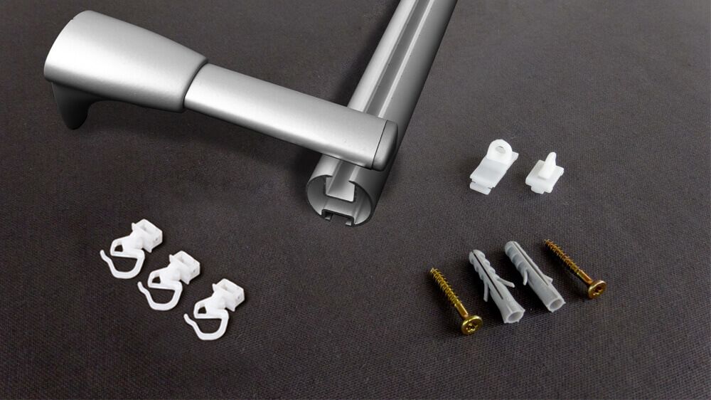 Modell 865 einläufige Rundrohrschiene zur Wandmontage – Zubehör in Aluminium