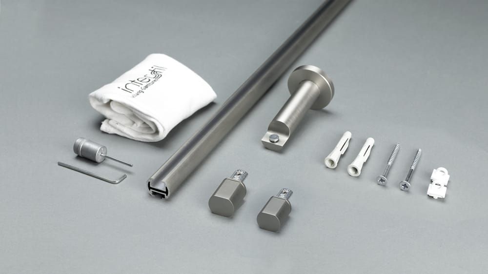 Interstil Duett 2-läufige Stange für Vorhänge zur Wandmontage – Zubehör in Nickel matt