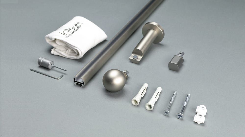 Interstil Menuett 2-läufig zur Wandmontage auf Maß – Zubehör in Nickel matt