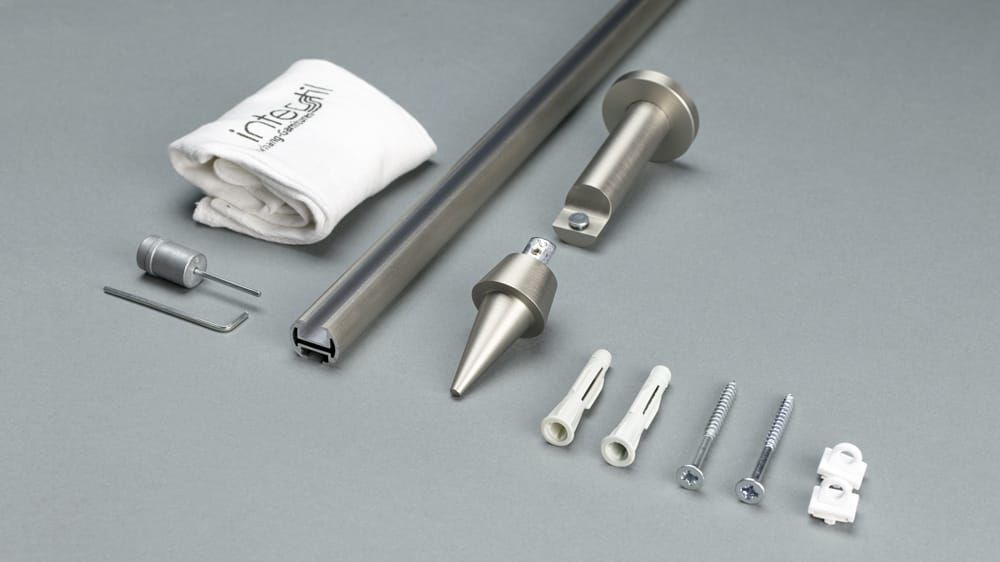 Interstil Argon 1-läufig zur Wandmontage nach Maß – Zubehör in Nickel matt