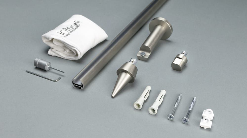 Interstil Argon 2-läufig zur Wandmontage auf Maß – Zubehör in Nickel matt