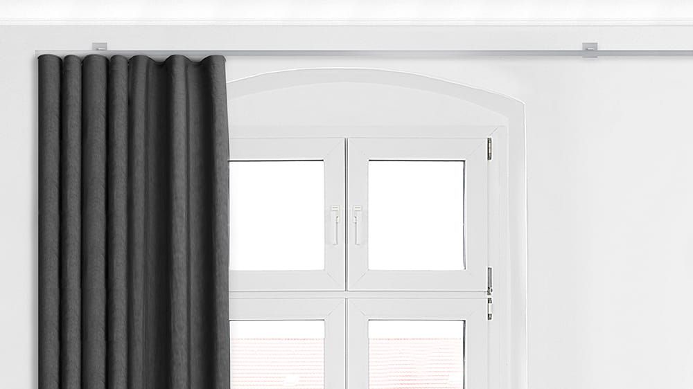 Interstil Compact 3 Vorhangstange für Ihren Vorhang – mit Vorhang in Edelstahl