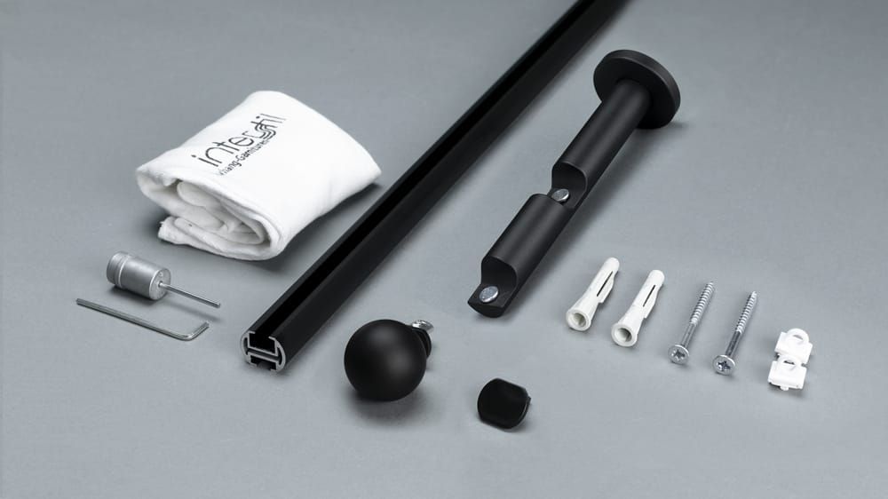 Interstil Cosmo 2-läufig zur Wandmontage nach Maß – Zubehör in Schwarz