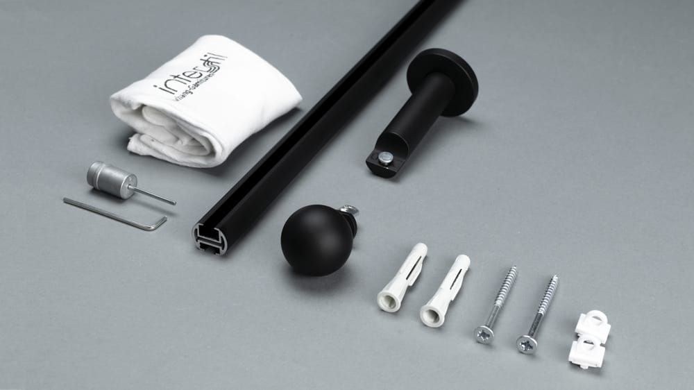 Interstil Cosmo 1-läufige Innenlaufstange zur Wandmontage – Zubehör in Schwarz