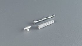 1 Schraube 4 x 45 mit Abdeckkappe und Dübel – Zubehör