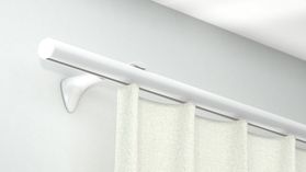 Modell 440 Rundrohrschleuderschiene mit Universalträger 130mm – in Weiß