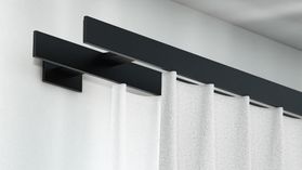 Interstil Codex W 2-läufige Vorhangstange mit Innenlauf auf Maß für Wellenvorhänge – in Schwarz