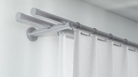 Interstil Modul doppelläufige Gardinenstange mit Ringen – in Edelstahl