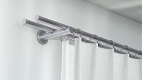 Interstil Torero doppelläufige Gardinenstange mit Ringen – in Edelstahl